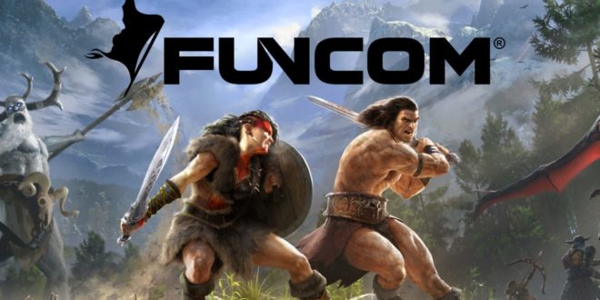 Funcom logo over a screenshot of Conan Exiles
